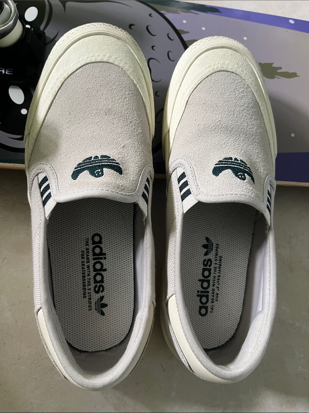 adidas Originals Cream Slip-On Canvas Loafers shmoofoil slip-on